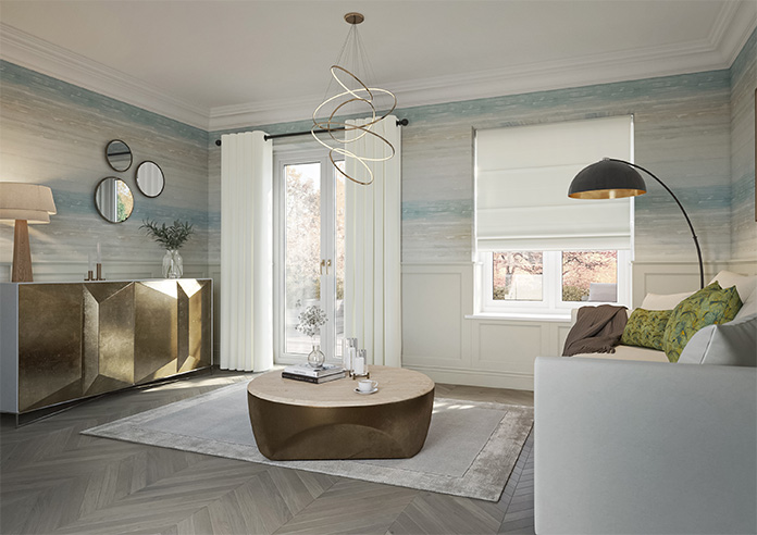 Ultra Luxe Velvet, White Lace - Roman Blind - Image 6